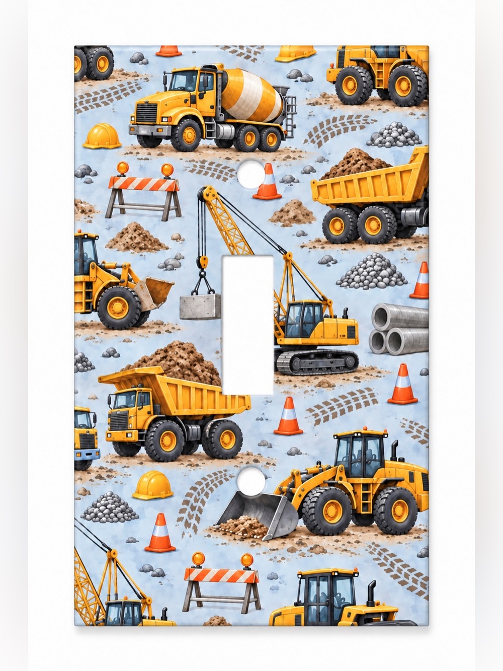 Construction Trucks Light Switch Cover Boys Kids Room Heavy Equipment Wall Plate
